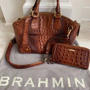 Brahmin leather satchel with matching wallet